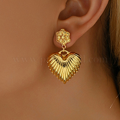 Elegant Brass Heart Dangle Stud Earrings&nbsp;GK6845