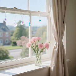 6Pcs 6 Styles Teardrop & Oval Glass Hanging Suncatchers&nbsp;HJEW-FH00201