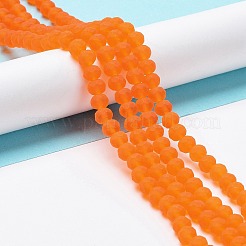 透明ガラスビーズ連売り  多面カット  艶消し  ロンデル  ダークオレンジ  2.3~2.7x2mm  穴：0.4mm  約135~140個/連  26~27cm&nbsp;LS-EGLA-A044-T1mm-MD25
