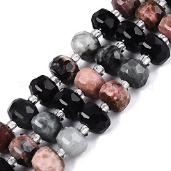 Natural Rhodonite & Eagle Eye & Obsidian Beads Strands&nbsp;G-Q614-03A-02