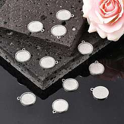 Tibetan Style Alloy Flat Round Pendant Cabochon Settings&nbsp;TIBEP-Q045-068D-AS-RS