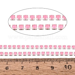鉄ラインストーンカップチェーン  スプールで  銀  ショッキングピンク  2~2.5x2~2.5x2~2.5mm  約30.00フィート（9.14m）/ロール&nbsp;CH-T006-01A-13
