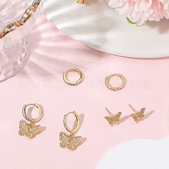 Brass Micro Pave Clear Cubic Zirconia Earring Sets&nbsp;EJEW-BBC0001-85