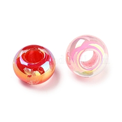 UVメッキレインボー虹色アクリルヨーロピアンビーズ  大穴ビーズ  ロンデル  ミックスカラー  14x8.5mm  穴：6mm&nbsp;MACR-P040-10