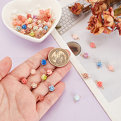 合成サンゴコネクターチャーム5個  真鍮パーツ  花のリンク  ミックスカラー  10.5x7x6.5mm  穴：1.5mm  5個/セット&nbsp;FIND-GA0004-11