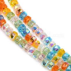 電気メッキガラスビーズセット  ロンデル  多面カット  ミックスカラー  4x3mm  穴：1mm  約146~148個/連  15.83~15.98''（40.2~40.6センチメートル）&nbsp;EGLA-B011-04A-03