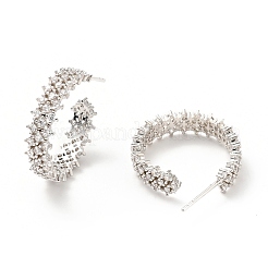 Cubic Zirconia C-Shaped Stud Earrings&nbsp;EJEW-G295-03P