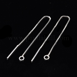 925スターリングシルバースタンドピアスパーツ  スタンプ925個付き  アメリカンピアス  ベネチアンチェーン付き  銀  80x1mm  穴：1mm  ピン：0.8mm&nbsp;STER-I014-01S-A