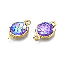 合金樹脂リンクコネクター  人魚の鱗を丸めた形の円形  ライトゴールド  ライラック  18.5x11x4.5mm  穴：1.8mm&nbsp;PALLOY-T056-26C