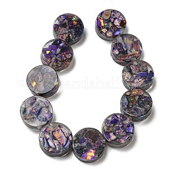 天然の染色されたインペリアルジャスパーと樹脂ビーズの連売り  フラットラウンド  暗紫色  16x5.5~7mm  穴：1.2mm  約11個/連  6.93インチ（17.6cm）&nbsp;G-G083-E02-01