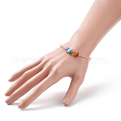 Natural Mixed Stone Chips & Pearl Bangle&nbsp;BJEW-JB08459