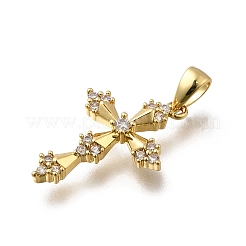 Brass Micro Pave Clear Cubic Zirconia Pendants&nbsp;KK-G525-17G