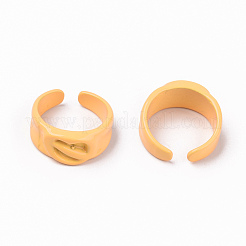 スプレー塗装された合金カフリング  オープンリング  カドミウムフリー＆鉛フリー  オレンジ  usサイズ7 1/4(17.5mm)&nbsp;RJEW-T011-34B-RS