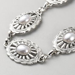 Alloy & ABS Imitation Pearl Oval Link Waist Chains&nbsp;AJEW-WH0606-026P
