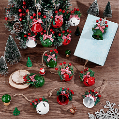 16Pcs 8 Styles Iron & Resin Christmas Bell Pendant Decorations&nbsp;HJEW-PH0001-89
