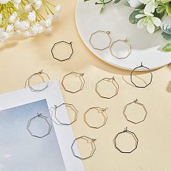 30Pcs 5 Colors Ion Plating(IP) 316 Surgical Stainless Steel Hoop Earrings Findings&nbsp;STAS-UN0030-95