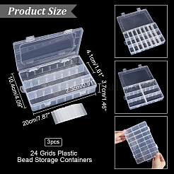24 Grids Plastic Bead Storage Containers&nbsp;CON-WH0086-053B