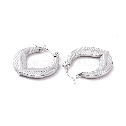 変色しない304ステンレススチール製ダブルリーフラップフープピアス（女性用）  ステンレス鋼色  23.5x22x2mm  ピン：0.8mm&nbsp;LS-EJEW-G293-23P