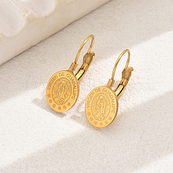 304 Stainless Steel Coin Hoop Earrings&nbsp;GM0292