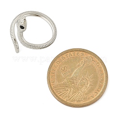 女性用304ステンレススチールブラックエナメルカフリング  蛇の開いた指輪  ステンレス鋼色  内径：17mm&nbsp;RJEW-G338-05P