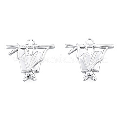 変色しない201ステンレススチールペンダント  バット  ステンレス鋼色  23x25x2.5mm  穴：2.5mm&nbsp;STAS-N098-266P