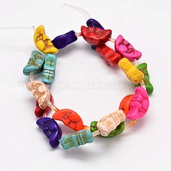 Moon with Smiling Face Synthetic Turquoise Bead Strands&nbsp;G-M150-37