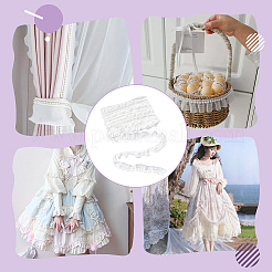 シフォン シワ リボン  レースのトリム  樹脂ビーズで  洋服アクセサリー  ホワイト  1-3/8インチ（36mm）&nbsp;OCOR-WH0070-205B