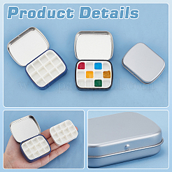 ヒンジ付き蓋付き長方形鉄製ブリキ缶 3個 3色  12グリッドのプラスチック製空水彩絵の具入れ付き  ミックスカラー  5.1x6.2x1.6cm  1pc /カラー&nbsp;CON-PH0003-13