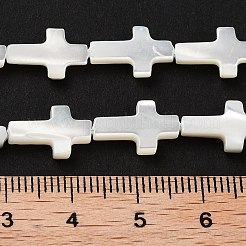天然な白いマザーオブパールシェルクロスビーズ連売り  約8 mm幅  長さ12mm  厚さ3mm  穴：1mm  33個/連  16インチ&nbsp;X-SSHEL-F0812C