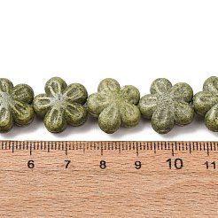 ヴィンテージの手作り磁器ビーズ  ファンシーアンティーク施釉磁器  花  グリーン  15.5x16.5x7.5mm  穴：1.8mm  約25個/連  14.96''（38センチメートル）&nbsp;PR-CBAA37B-07E