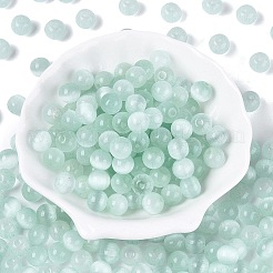 Fgbグレードaドローベンチスタイルガラスシードビーズ  ラウンド  模造キャットアイビーズ  アクアマリン  9.5mm  穴：1.4~1.6mm  約420個/ポンド&nbsp;SEED-Q040-10MM-22