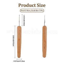 4個 2スタイル 竹製ハンドル 鉄製かぎ針針  ペルー  133~136x13x7mm  ピン：0.5~0.75mm  2個/スタイル&nbsp;TOOL-DJ0001-48
