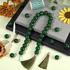 50Pcs Natural Wooden Beads with Tartan Pattern&nbsp;DIY-SZ0003-11B