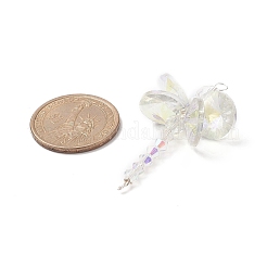 トンボガラスビッグペンダント  銅のアクセサリーワイヤーを使って  クリアAB  54.5x27x14mm  穴：3mm&nbsp;PALLOY-JF01967