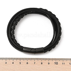 Ion Plating(IP) Braided Microfiber Leather Multi-strand Bracelets for Men&nbsp;BJEW-Z081-17EB