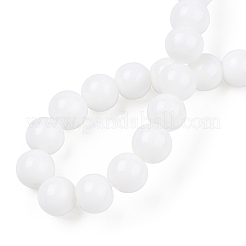 オペークソリッドカラーガラスビーズ連売り  ラウンド  ホワイト  8~8.5mm  穴：1.5mm  約51~53個/連  14.96インチ〜15.55インチ（38~39.7cm）&nbsp;GLAA-T032-P8mm-02