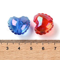 UVメッキ透明アクリルビーズ  虹色の  ハート  ミックスカラー  16.5x19x12mm  穴：3mm&nbsp;AC-CBAEAA8-14