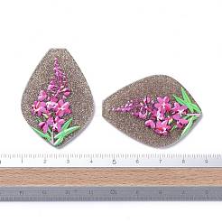 アクリルパーツ  3dプリント  エナメルおよびきらめきの粉入り  花模様の葉  蘭  43.5x32x2.5mm  穴：1.6mm&nbsp;X-KY-I007-15