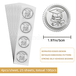 プラスチック製の銀箔エンボス加工の絵柄ステッカー  賞状シール  スタンプシールステッカー  5cm  4pcs /シート&nbsp;DIY-WH0336-003