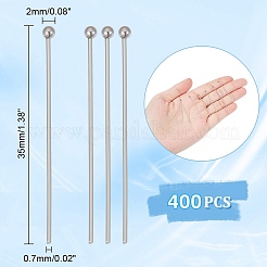 304ステンレススチールボールヘッドピン400個  ステンレス鋼色  35mm  ピン：0.7mm  21ゲージ  ヘッド：2mm&nbsp;STAS-UN0049-22