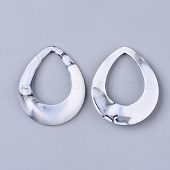 アクリルパーツ  天然石風  ティアドロップ  ゴーストホワイト  53x43.5x8mm  穴：26x36mm  約73個/500g&nbsp;OACR-N130-019G