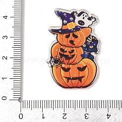 ハロウィンプリントアクリルパーツ  カボチャ  29x25x2.5mm  穴：1.6mm&nbsp;MACR-I041-02G