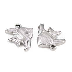 304ステンレスペンダント  魚の形をしたチャーム  ステンレス鋼色  14x16x4mm  穴：1mm&nbsp;STAS-L317-12P