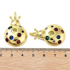 ラックメッキ真鍮マイクロパヴェキュービックジルコニアペンダント  長持ちメッキ  18KGP本金メッキ  カドミウムフリー＆鉛フリー  てんとう虫  34.5x22x6.5mm  穴：4.8x3mm&nbsp;KK-A205-01G-02