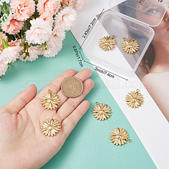 304ステンレススチールペンダント10個  花のチャーム  18KGP本金メッキ  25.5x22x3mm  穴：2.5mm&nbsp;STAS-BBC0002-07