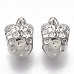 メッキabsプラスチックヨーロッパビーズ  大穴ビーズ  苺  プラチナ  12x9x8.5mm  穴：4.5mm&nbsp;KY-T019-07