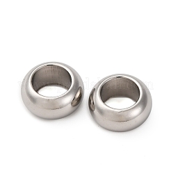 304ステンレススチールヨーロピアンビーズ  大穴ビーズ  ロンデル  ステンレス鋼色  10x5mm  穴：6mm&nbsp;STAS-P397-01B-P