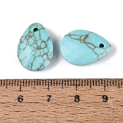 合成ターコイズペンダント  ティアドロップチャーム  多面カット  17.5~18.5x12.5~13.5x5~6.5mm  穴：0.9~1.6mm&nbsp;G-N362-13L
