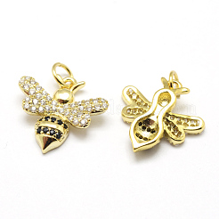 Brass Micro Pave Grade AAA Cubic Zirconia Charms&nbsp;ZIRC-P072-02G-NR