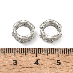 Clover Brass Clear Cubic Zirconia European Beads&nbsp;KK-D228-22P